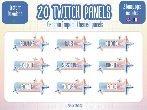 Panneaux twitch - Thème Genshin Impact / Primogemmes