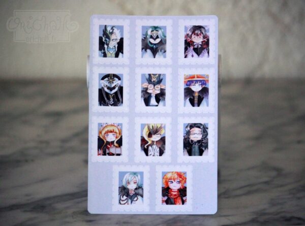 Planche d'autocollants « Timbres Fatui Harbingers » 8cmx12,5cm | Autocollants genshin impact | Stickers bullet journal | Stickers planner