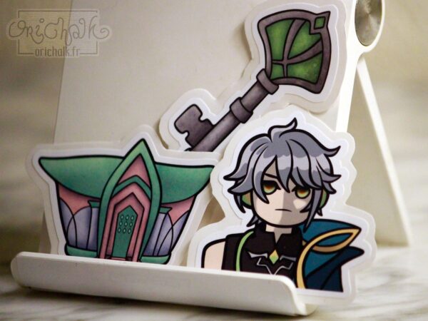 Lot de 3 stickers Alhaitham de Genshin Impact - Finition brillante