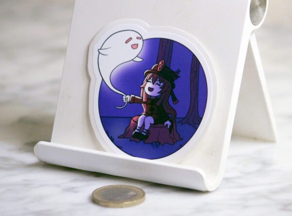 Sticker Hu Tao et son fantôme dans Genshin Impact - Finition brillante